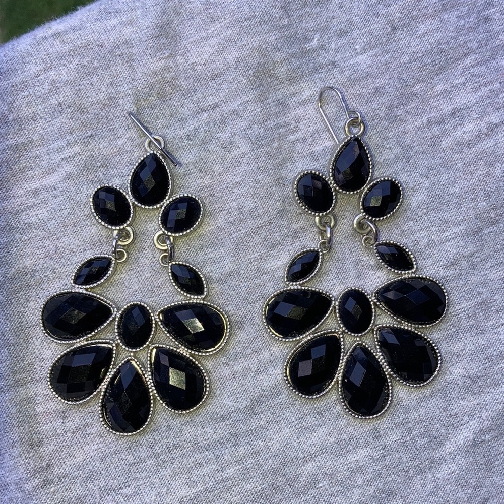Black onyx chandelier earrings